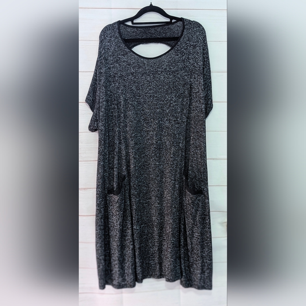 Soft Knit Pocket T-Shirt Dress in Heather Charcoal Plus Size 😊 4X W/ Pockets 😲